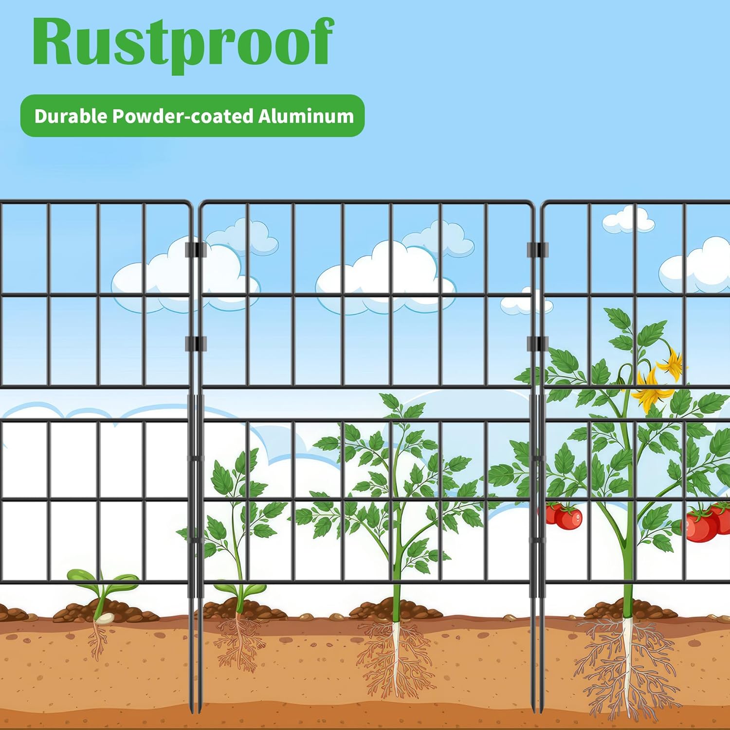 7 Pack 31.5 Inch(H) X 10 Ft(L) Decorative Garden Fence Fencing Panels, Metal Wire Border No Dig Fencing Animal Barrier