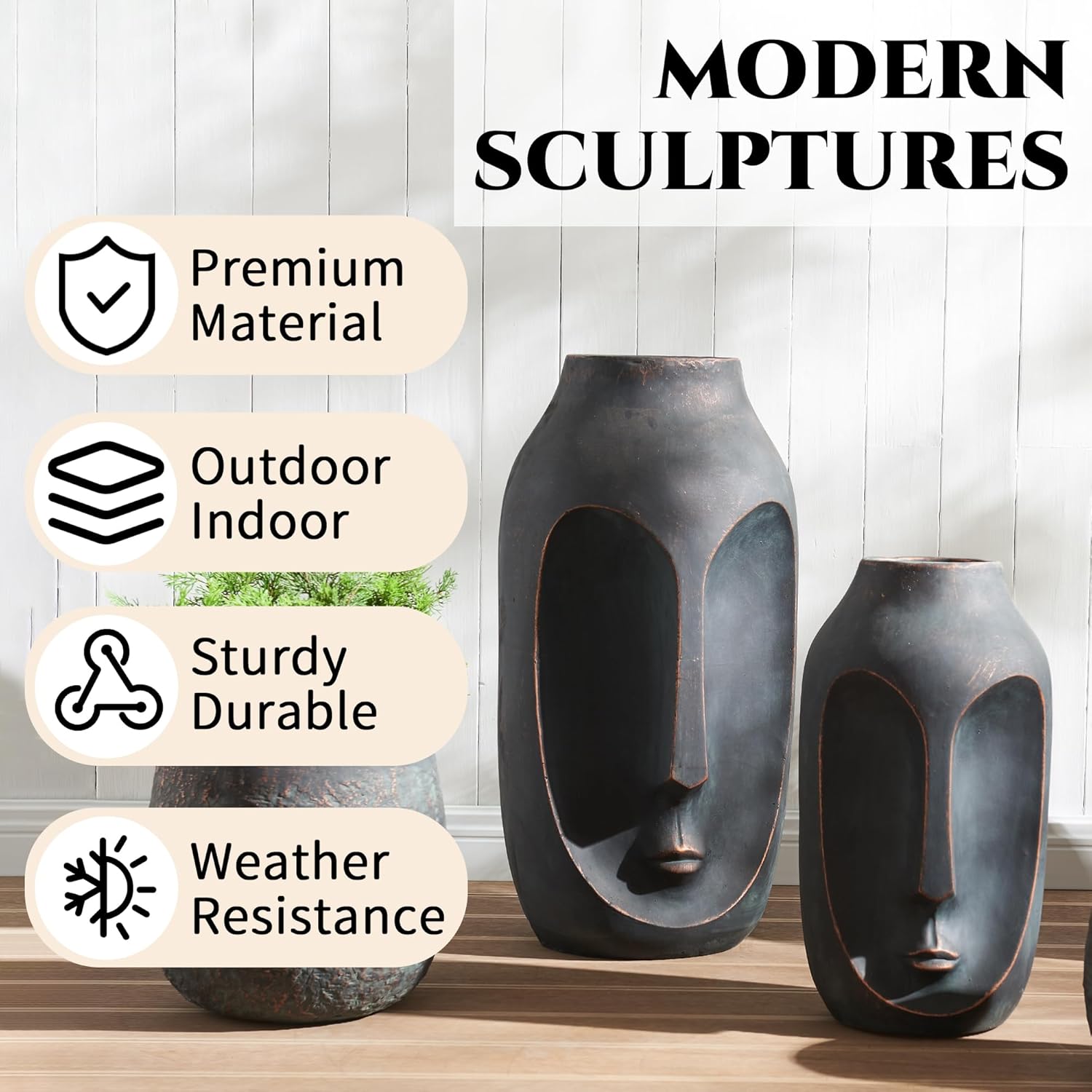 28 inches Tall Large Statue, Garden Sculpture & Statues, Modern Art Sculpture, Artificial Stone Figures, Living Room Decor, Tall Standing Sculpture for Home, Porch, Backyard, Bronze