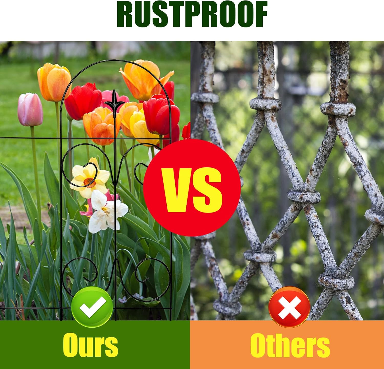 Metal Decorative Garden Fence Border 32 in .H x 17.5 in .W (14 Panels, Total Length 20 feet) No Dig Fence Rustproof Wrought Iron Landscape Fencing