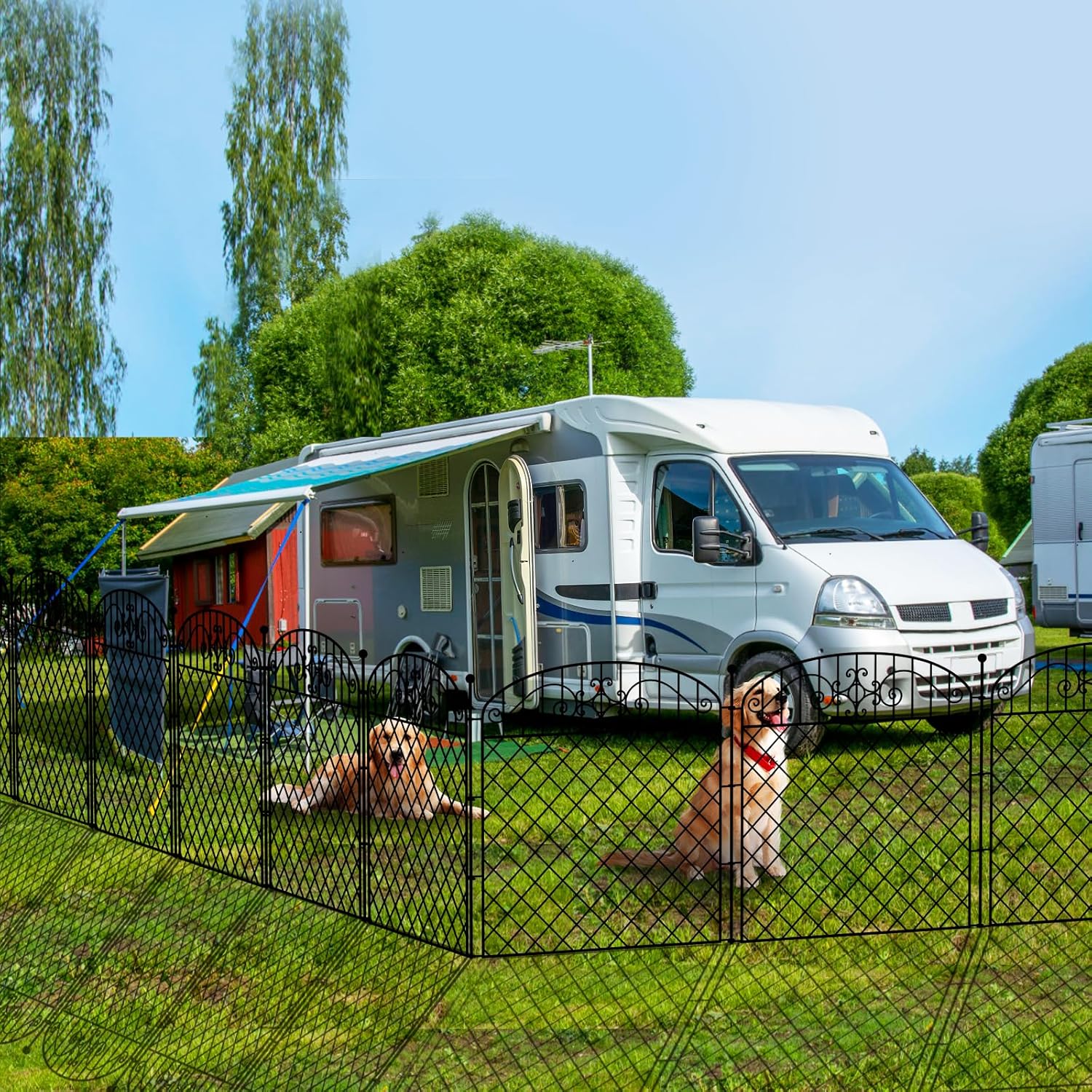 5 Panels No Dig Decorative Outdoor Garden Fence for Yard, 32 in (H) x 11.8 ft (L), Rustproof Heavy Duty Metal Fence Borders for Dogs Outside