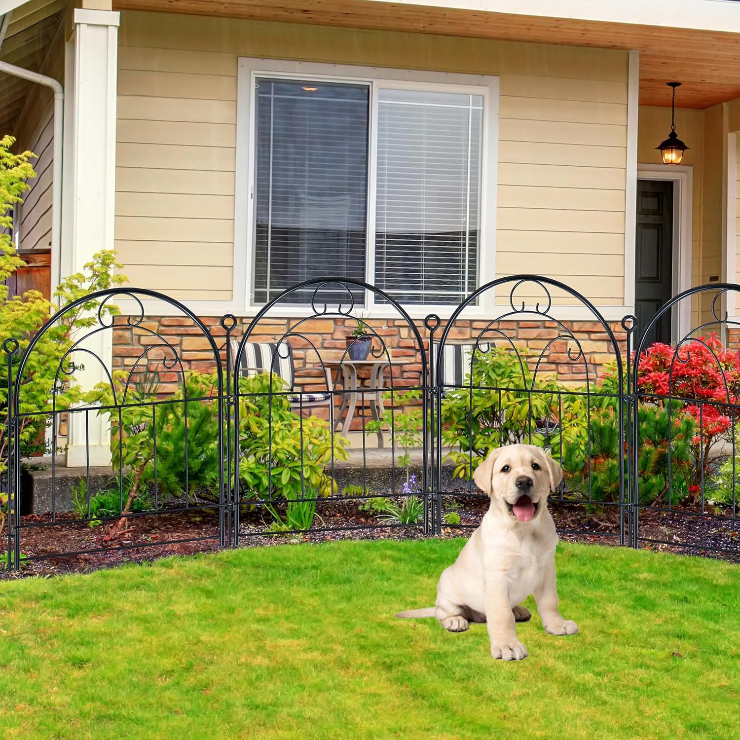 Decorative Garden Fence Border 10 Panels, 21in x 11ft Rustproof Metal No Dig Fence Animal Barrier for Dog, Arched Flower Bed Edging Section Panel Fencing