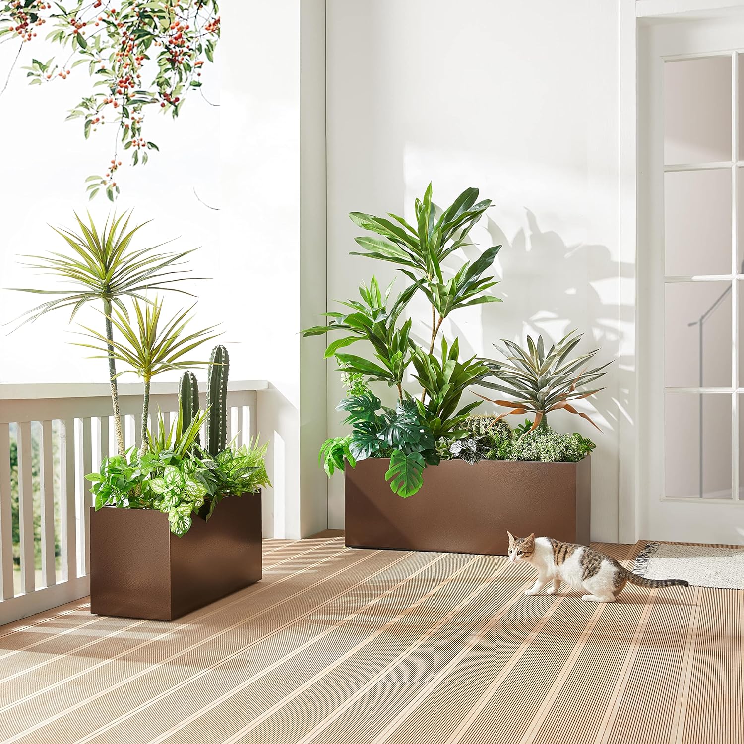 Metallic Heavy Long and Large Outdoor/Indoor Planter Box, 38”Lx15”Wx15”H, 40Pounds, Espresso