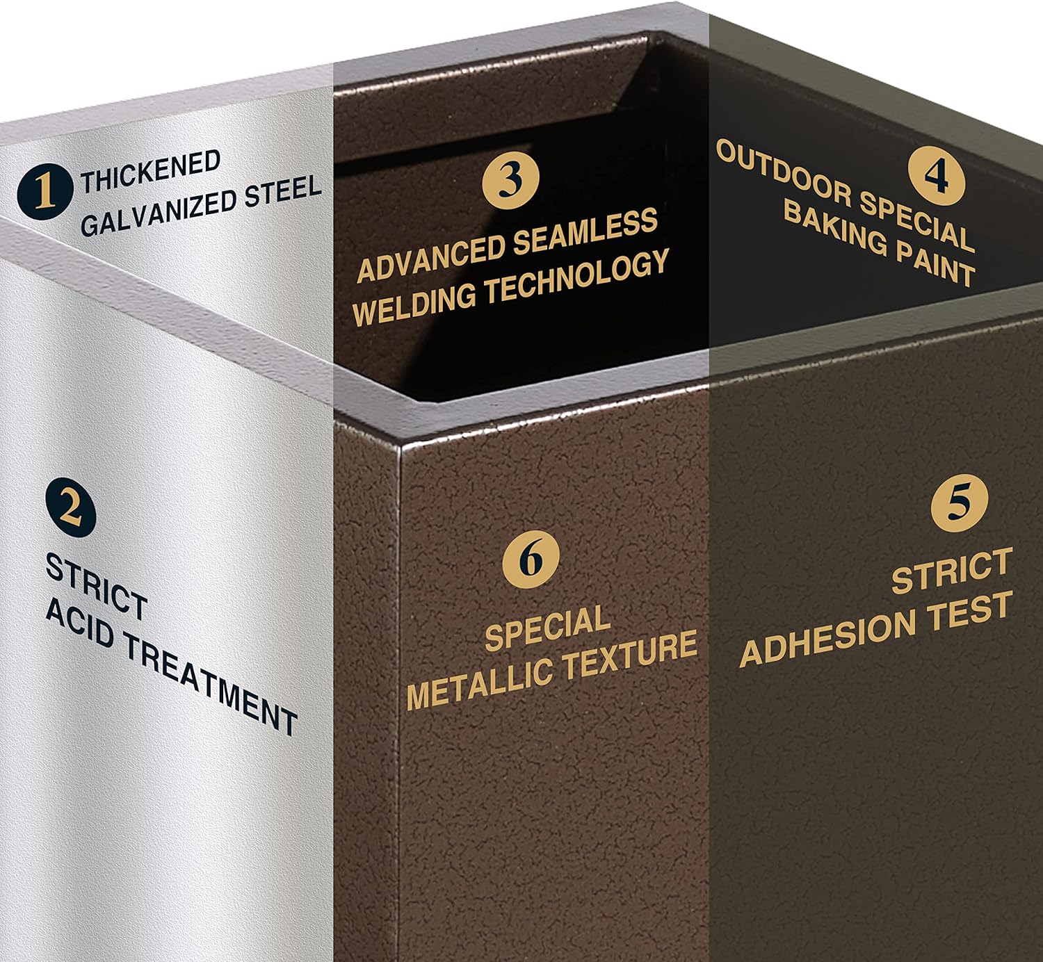 Metallic Heavy Tall Outdoor/Indoor Planter Box 14Lx14Wx30H Inches, Rectangular Tall Planter, Large Flowerpot, ‎35 Pounds, Espresso, No Assembly Required 1 Pack