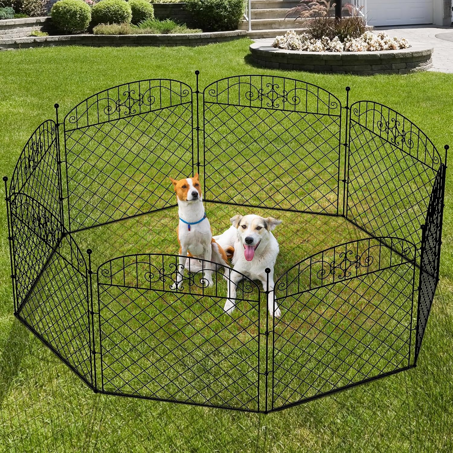 5 Panels No Dig Decorative Outdoor Garden Fence for Yard, 32 in (H) x 11.8 ft (L), Rustproof Heavy Duty Metal Fence Borders for Dogs Outside