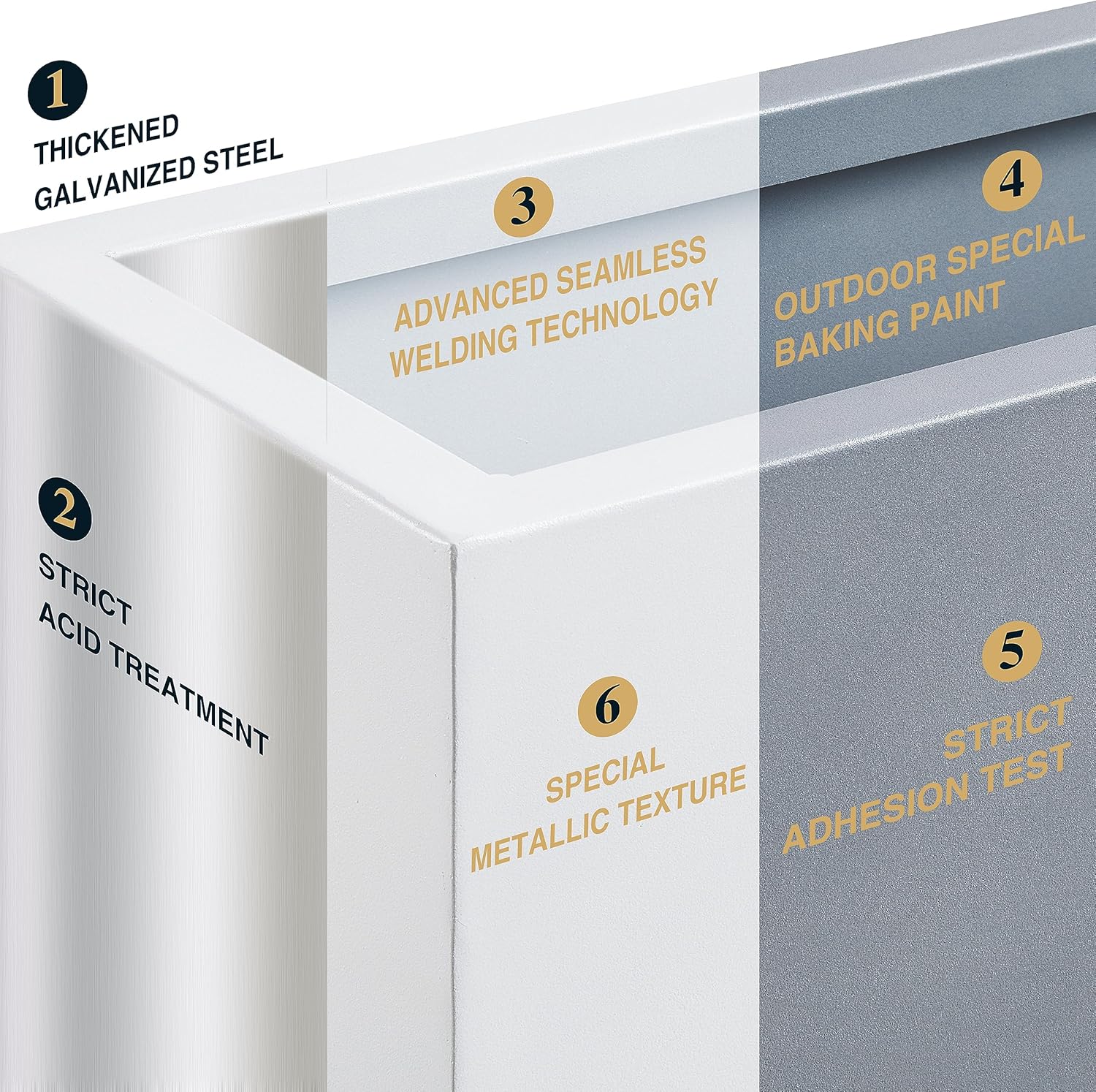 Metallic Heavy Outdoor Planter Box, Span Planter, Long and Tall Divider Planter, 38Lx10Wx30H