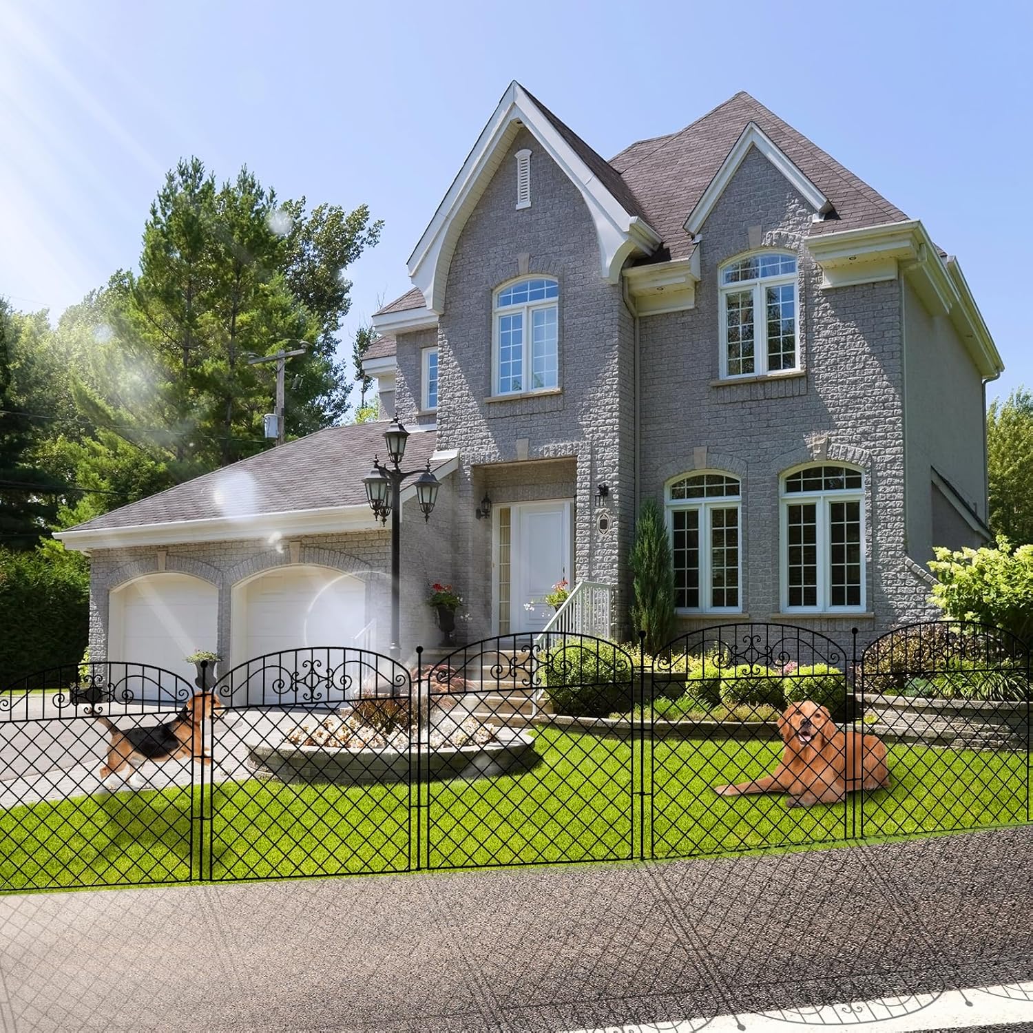 5 Panels No Dig Decorative Outdoor Garden Fence for Yard, 32 in (H) x 11.8 ft (L), Rustproof Heavy Duty Metal Fence Borders for Dogs Outside