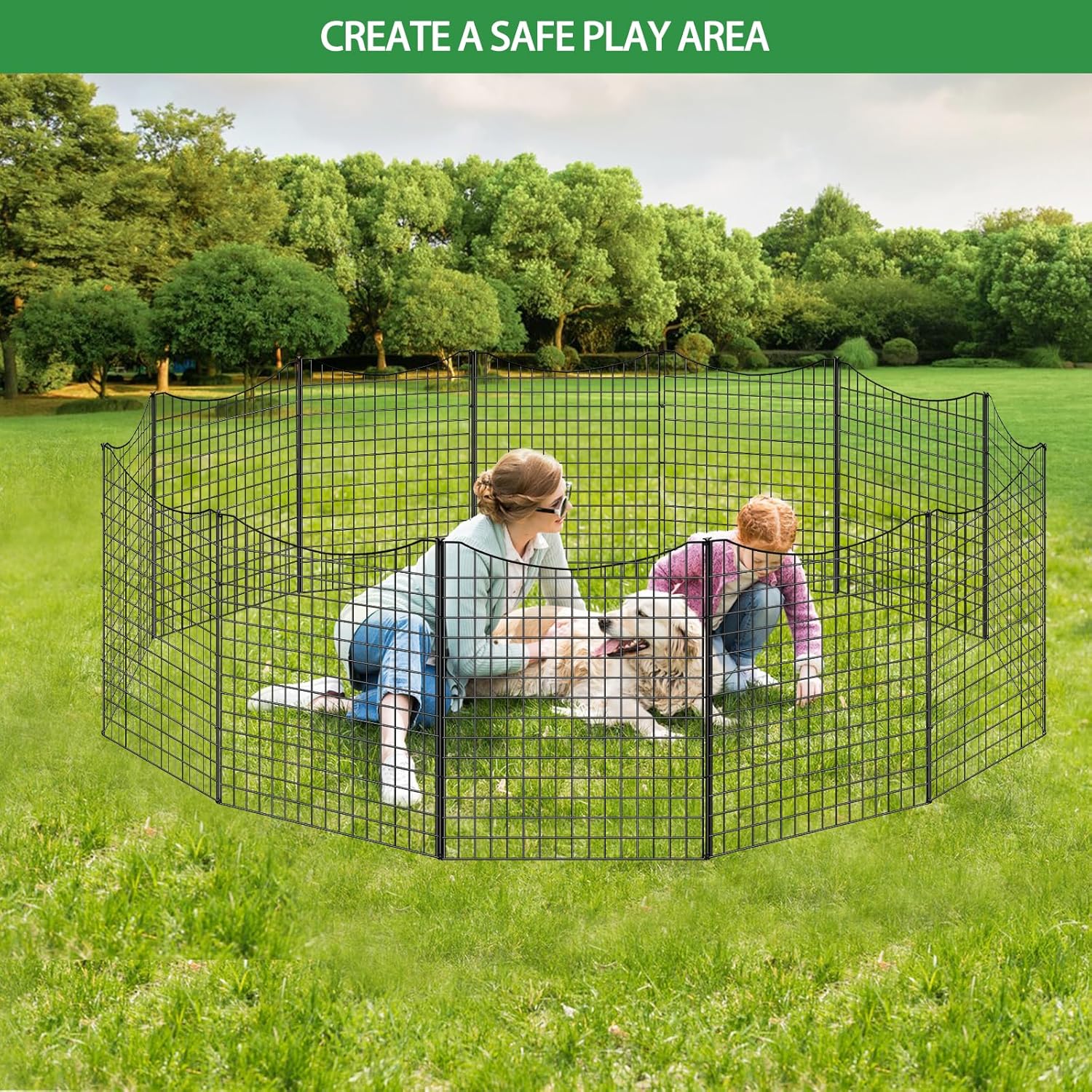 6 Panels 33 in(H) X 13ft(L) Dog Fence Outdoor for Yard, Garden Fence Animal Barrier, Decorative Metal Wire Fence Panel Tall Fencing for Garden