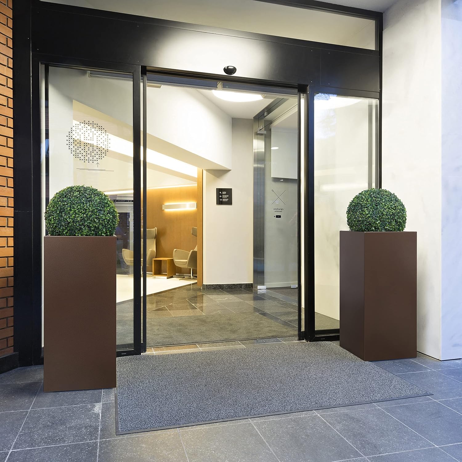 Metallic Heavy Tall Outdoor/Indoor Planter Box 14Lx14Wx30H Inches, Rectangular Tall Planter, Large Flowerpot, ‎35 Pounds, Espresso, No Assembly Required 1 Pack