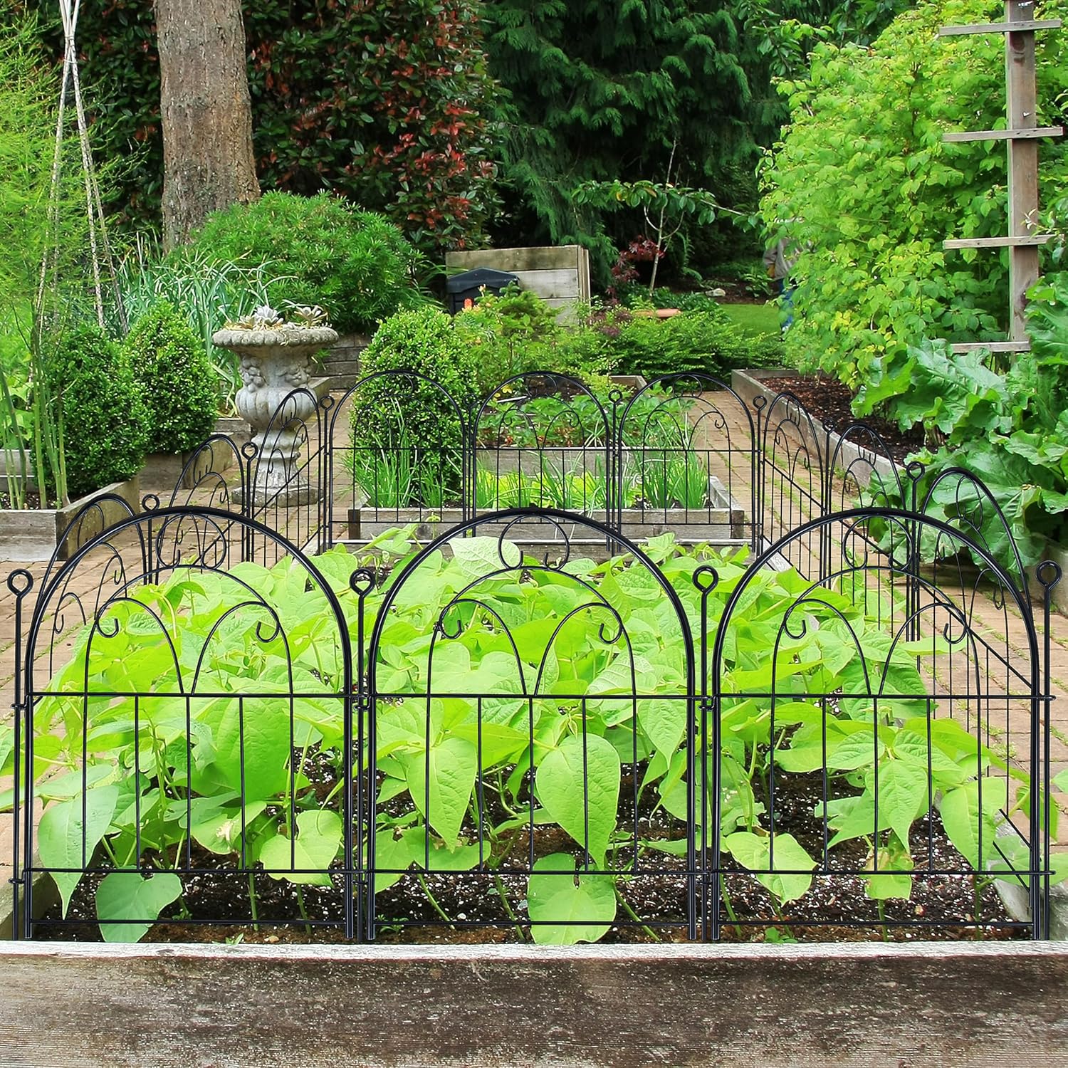 Decorative Garden Fence Border 10 Panels, 21in x 11ft Rustproof Metal No Dig Fence Animal Barrier for Dog, Arched Flower Bed Edging Section Panel Fencing