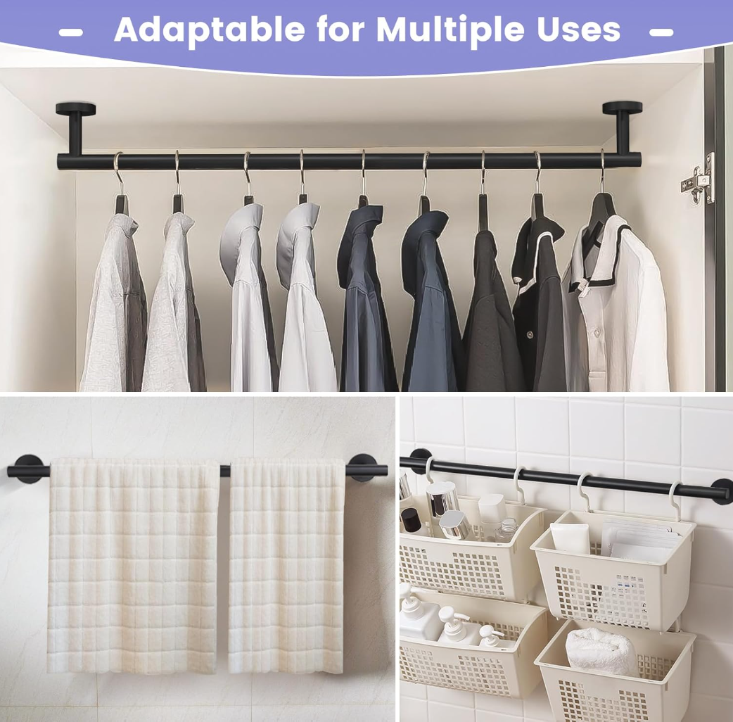 Bathroom Hardware Set 4 Pieces,Towel Bar Set Black Stainless Steel Wall Mounted Bathroom Hardware Accessories Set Towel Holder Set