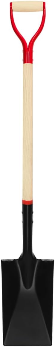 Spade Shovel for Digging, Heavy Duty Spade Shovel with Wooden D-Handle, Square Flat Shovel for Gardening and Edging