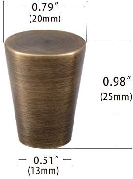 8Pcs 0.79"x0.98" Solid Brass Cabinet Knobs Handle Antique Bronze Cone Shoe Book Drawer Knob Handle