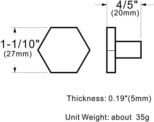 1-1/10" Solid Brass Knobs Shoe Cabinets Knob and Pulls Brushed Gold Hexagon Handles for Dresser Drawer (8Pcs)