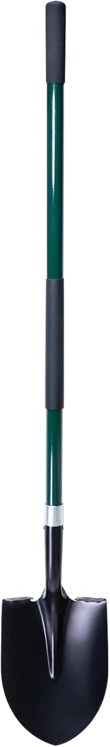 Shovel for Digging, 56 Inches Heavy Duty Shovel for Gardening, Round Shovel for Digging with Fiberglass Handle