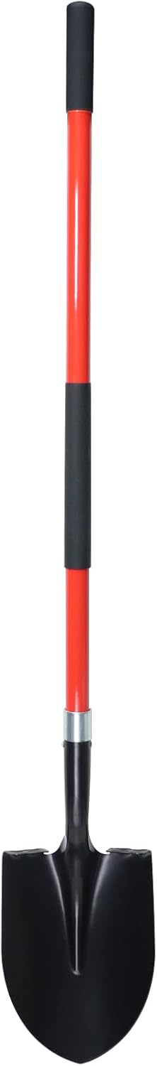 Shovel for Digging, 56 Inches Heavy Duty Shovel for Gardening, Round Shovel for Digging with Fiberglass Handle