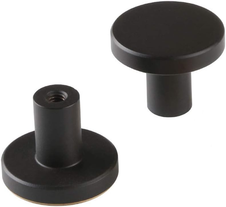 4Pcs 1.26“x0.78” Matte Black Solid Brass Cabinet Knobs Home Decoration Round Kitchen Knobs Dresser Drawer Knob Handles