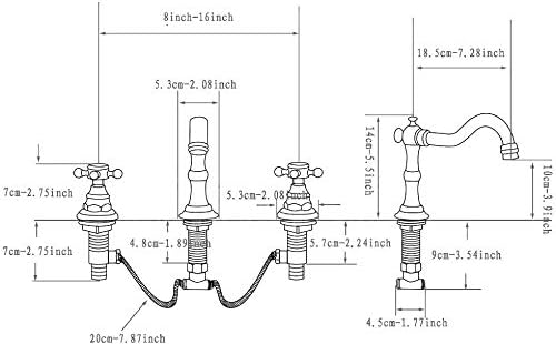 Victorian Bathroom Faucet Widespread 3-Hole Bathroom Sink Faucet Solid Brass 2 Handles Vanity Lavatory Vessel Faucets with Pop Up Drain Assembly (Black)