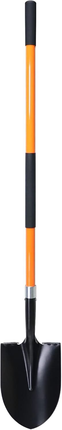Shovel for Digging, 56 Inches Heavy Duty Shovel for Gardening, Round Shovel for Digging with Fiberglass Handle
