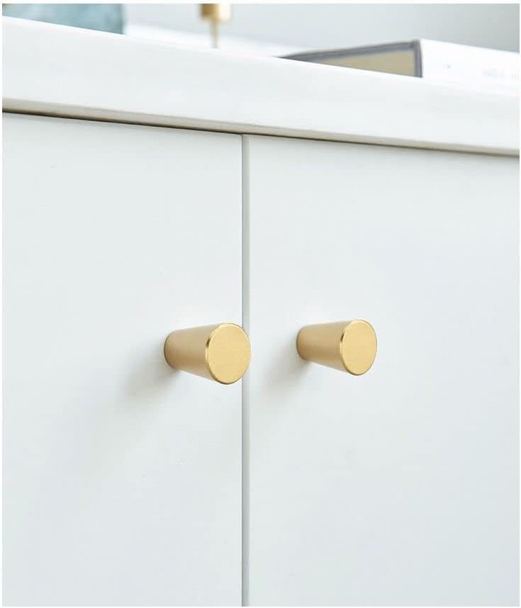 4Pcs 0.79"x0.98" Solid Brass Cabinet Knobs Handle Cone Shoe Book Drawer Knob Handle (Brass)