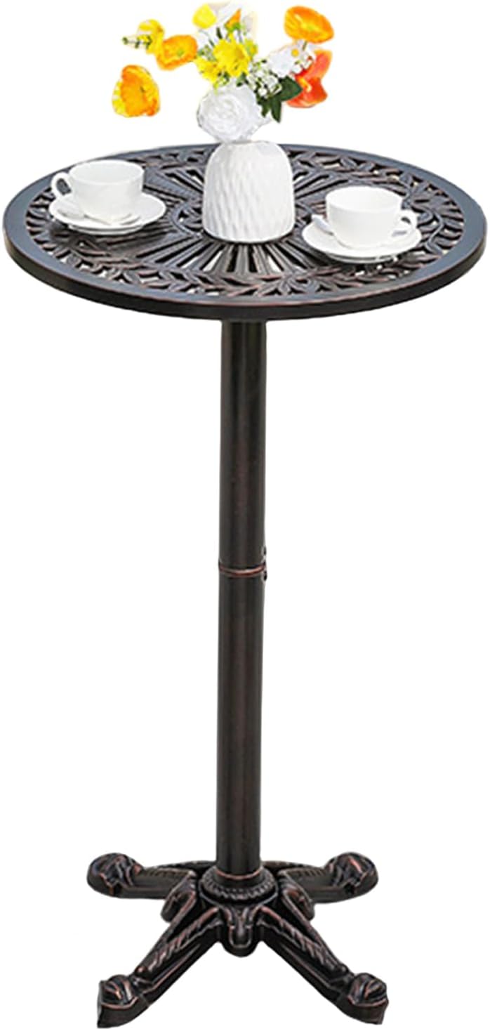 3/4-Piece Patio Bar Stools Set Cast Aluminum Outdoor Bar Height Bistro Set w/Cushion Bar Chairs & High Table w/Umbrella Hole