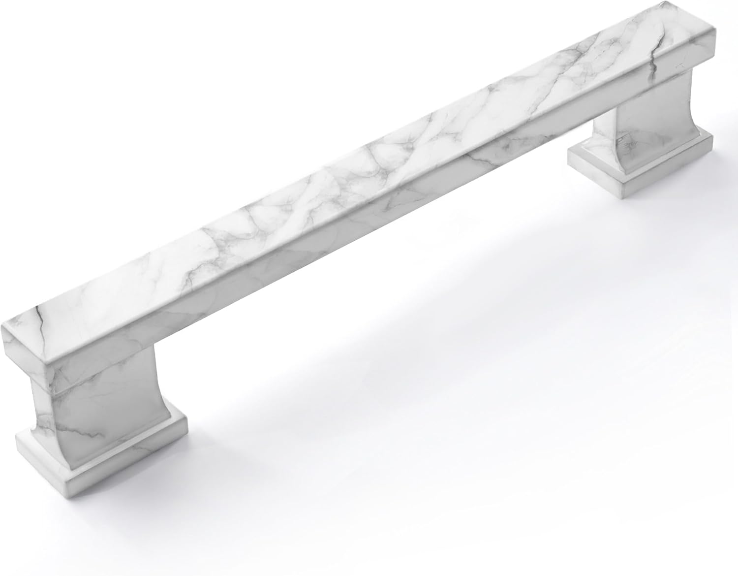 6 Pack White Marble Zinc Alloy Cabinet Pulls, 5 Inch(128mm) Hole Centers Metal Cabinet Handles Kitchen Hardware for Cabinets