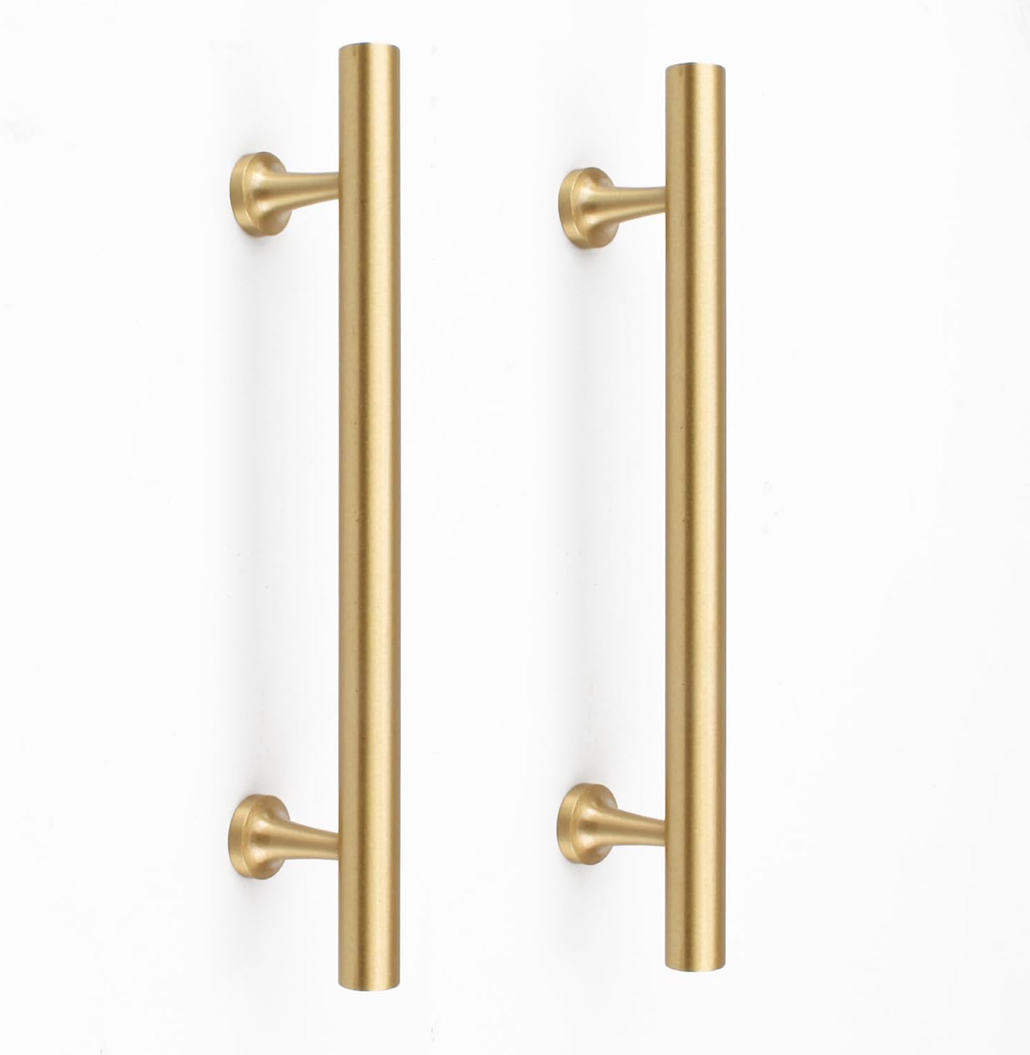 5 Inch Kitchen Cabinet Handles Solid Brass Cabinet Pulls Round Bar Handles Brushed Gold Dresser Drawer Pulls Hardware 4 Pack