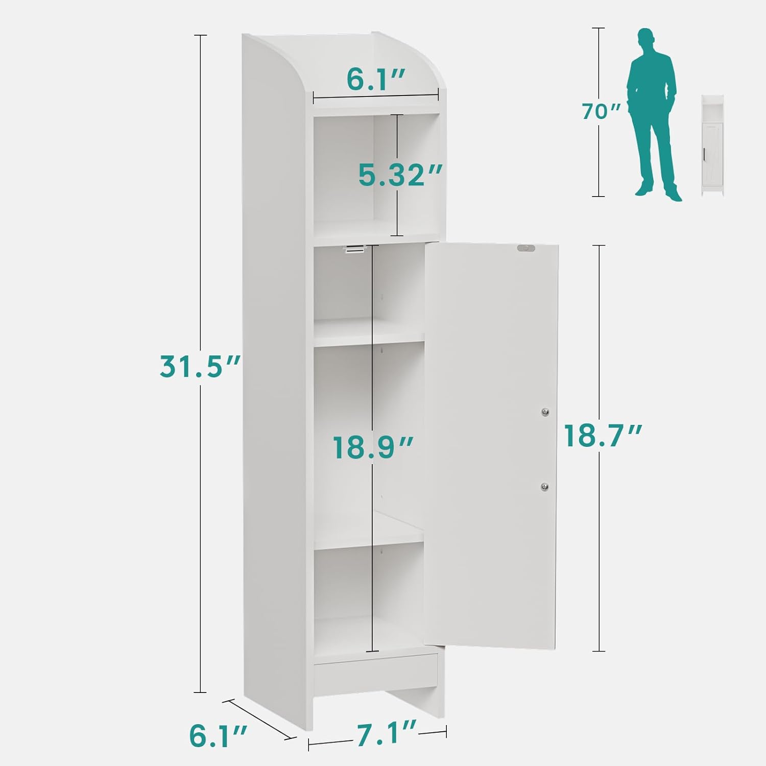 Small Bathroom Storage Cabinet,Bathroom Organizer Floor Corner Cabinet with Door and Adjustable Shelves