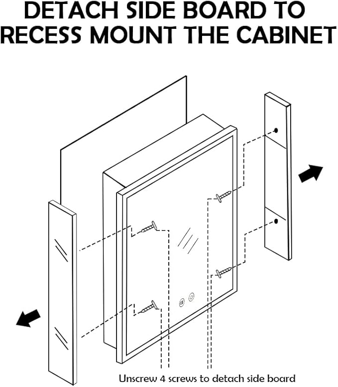 16×26inch Medicine Cabinet,Mirror Cabinet with Beveled Mirror,Solf Close Hinge,Frameless,Detachable Side Plate for Recess Mount or Surface Mount,Black