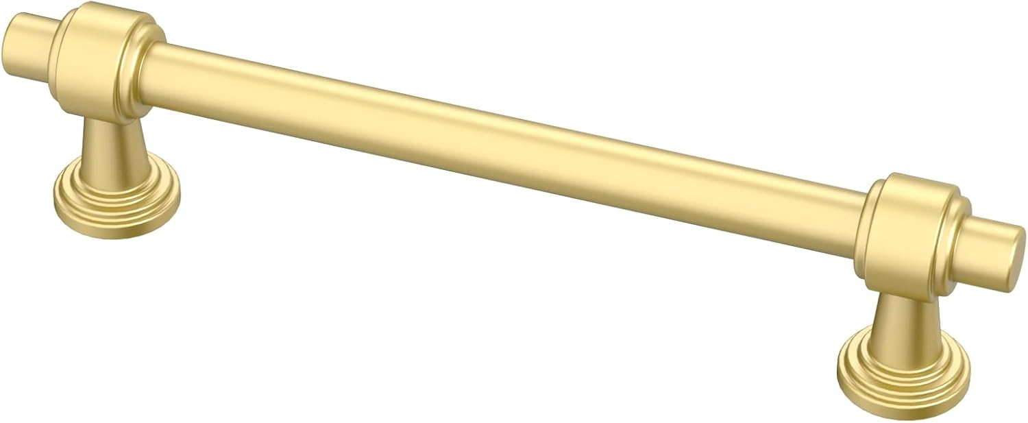 10 Pack Matt Gold Cabinet Pulls, 5 Inch(128mm) Hole Centers Cabinet Handles Kitchen Hardware Straight Bar for Cabinets and Drawer