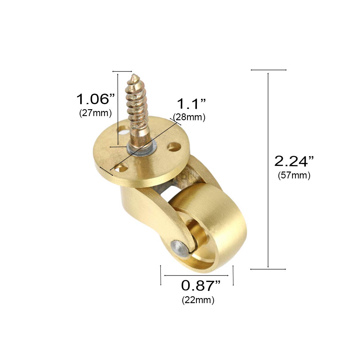 2PCS Universal Caster Stem 360 Degree Rotation Brass Heavy Wheel Hardware Movable for Trunk Box Furniture Cabinet Sofa Trolley Chairs Bed