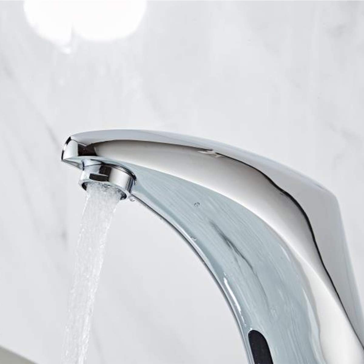 Automatic Sensor Touchless Bathroom Faucet Chrome, Motion Activated Hands-Free Vessel Sink Tap Chrome Vanity Faucets Battery or Plug in Powered