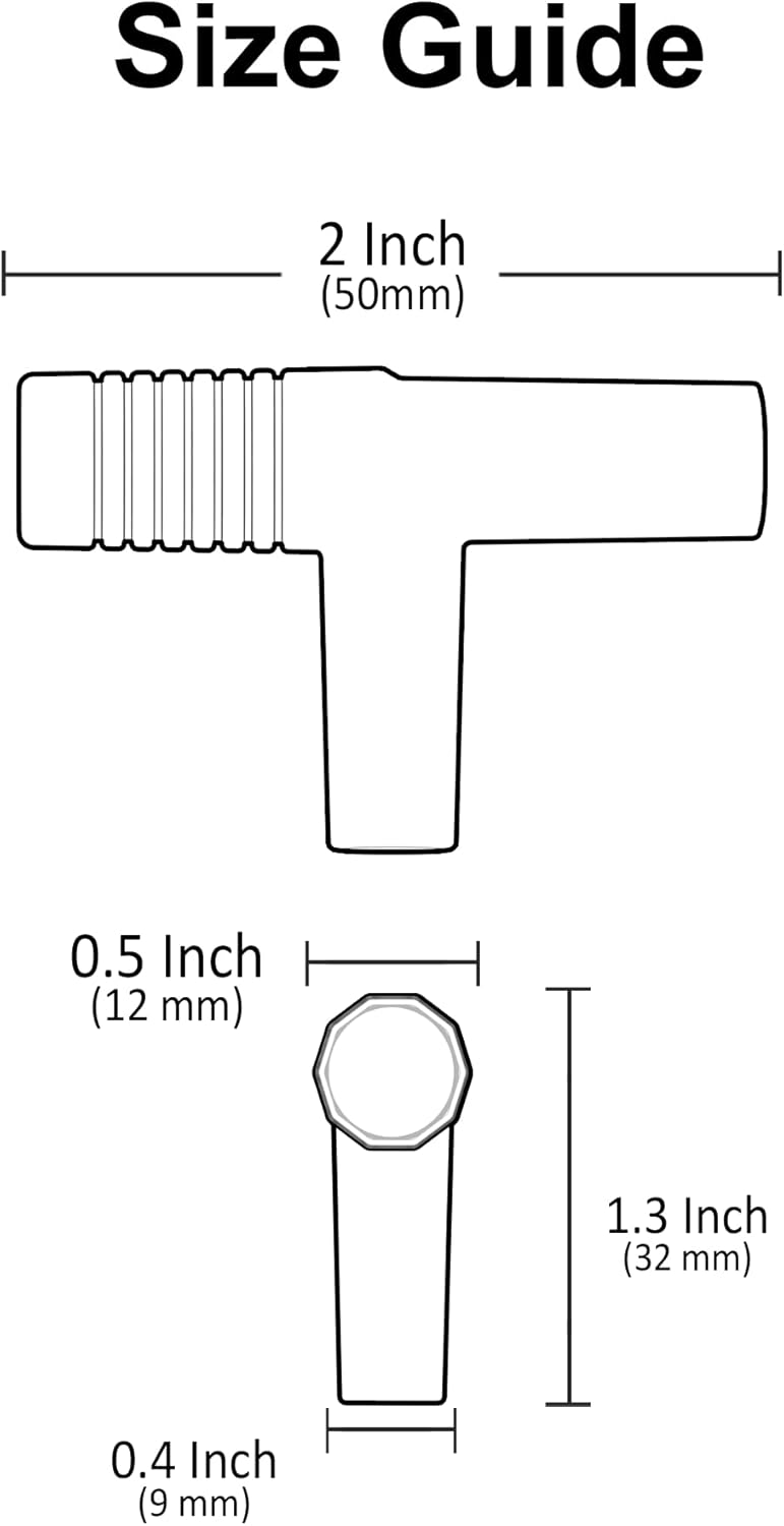 6 Pack Brushed Satin Nickel Cabinet Knobs, 2 Inch(50mm) Cabinet Hardware T Bar Knobs for Cabinets and Drawers