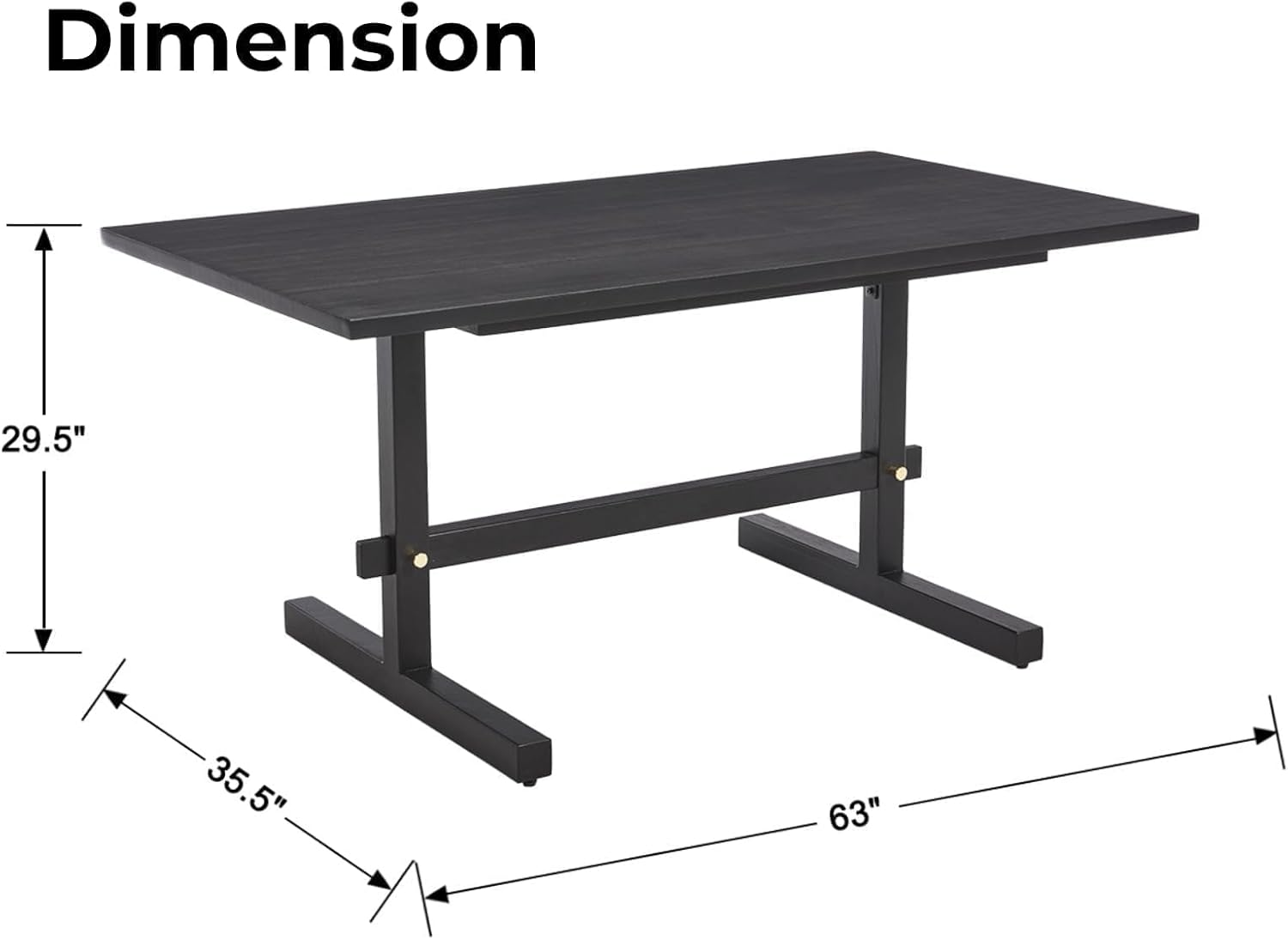Dining Table for 4 to 6 People Farmhouse Kitchen Table with Solid Wood 63 Inch Rustic Large Rectangle Table