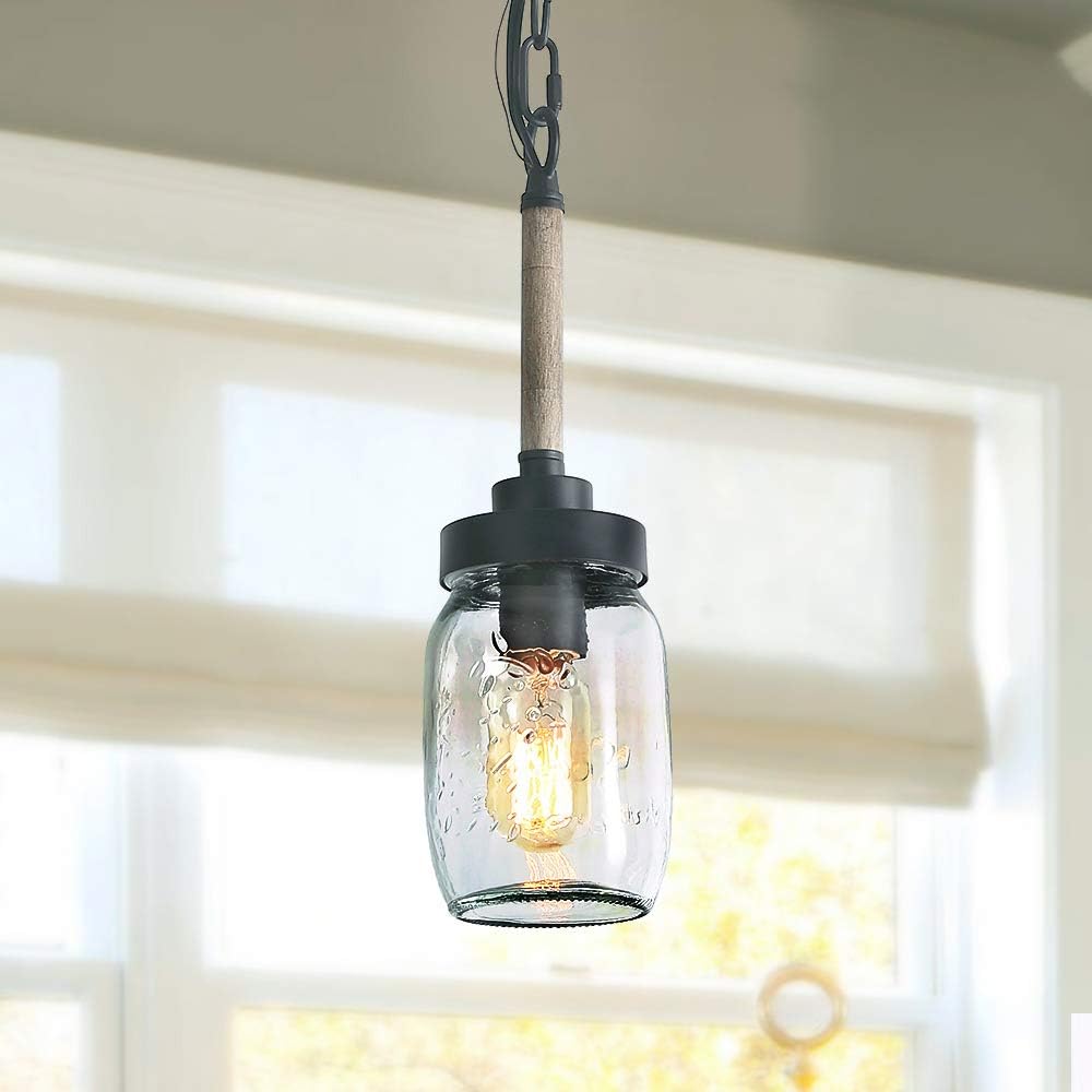Mason Jar Lights, Farmhouse Mini Chandelier for Kitchen Island in Metal Finish