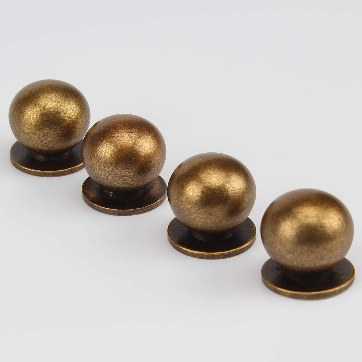4Pcs 1-1/8 Inch Round Solid Brass Pulls Antique Brass Cabinet Drawer Knobs Handles Modern Kitchen Handles Knobs