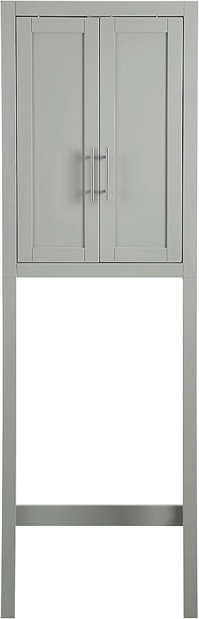 Over The Toilet Storage Cabinet and Bathroom Organizer with Shelves, Gray