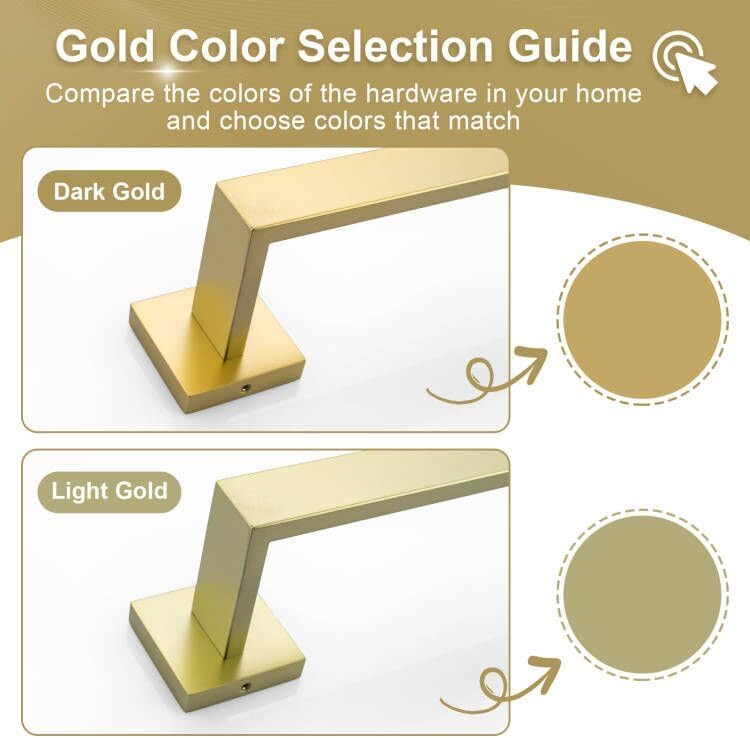 5 Piece Towel Holder for Bathroom Wall, Brushed Gold Bathroom Accessories Set Bathroom Hardware Set, Square SUS304 Stainless Steel 23.6 inch Bath Towel Bar Set, Bath Towel Holder Mounted