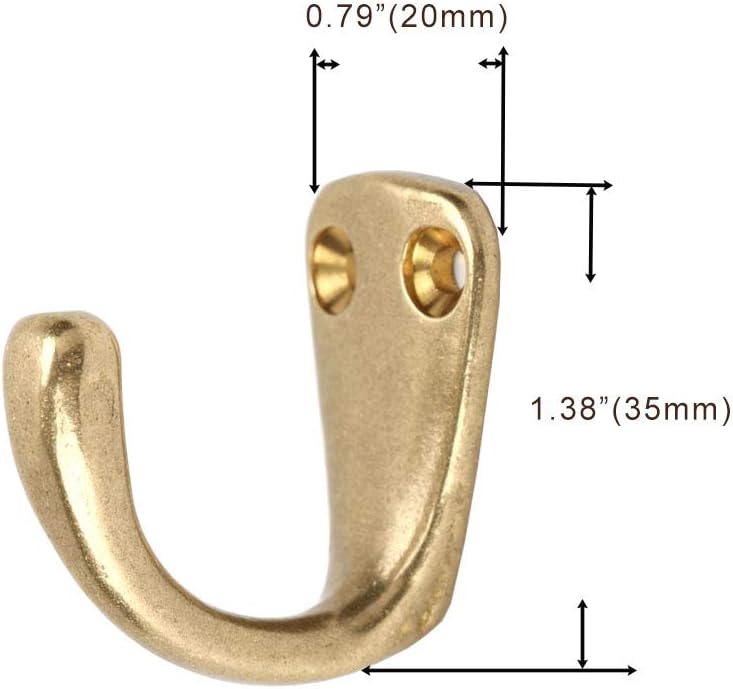 3PCS Vintage Coat and Hat Hook Brass Classico Wall Hanging for Bath Stands Clothes Hangers Scarf Towel (Gold)