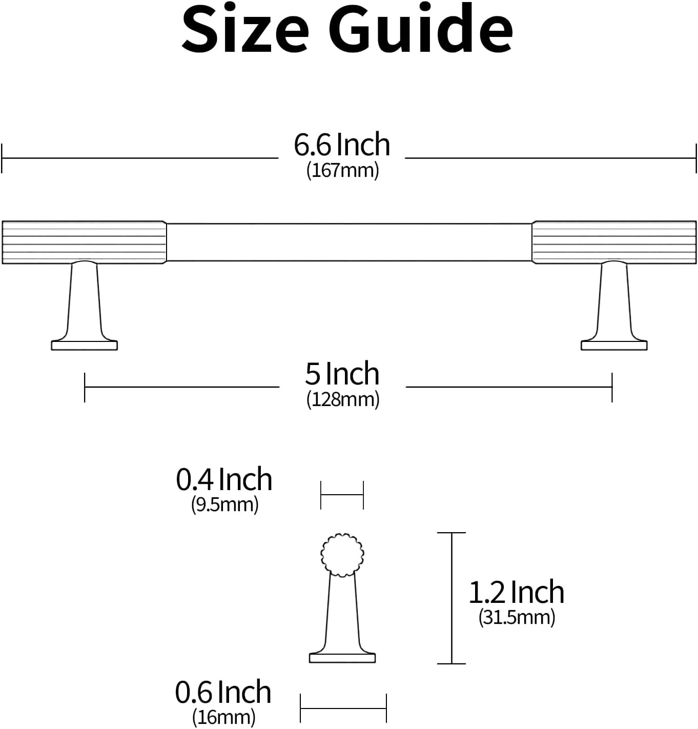 10 Pack Matt Black Cabinet Pulls, 5 Inch(128mm) Hole Centers Cabinet Handles Kitchen Hardware for Cabinets and Drawers