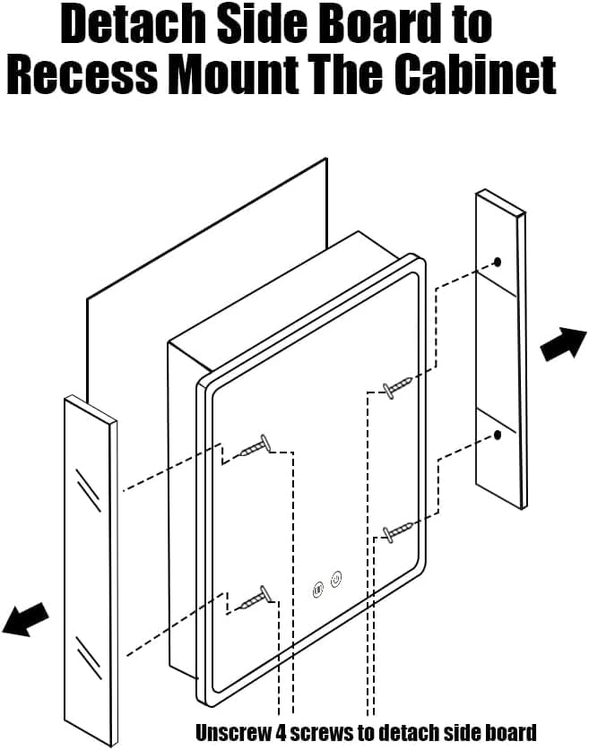 20×24inch Medicine Cabinet,Mirror Cabinet with Beveled Mirror,Solf Close Hinge,Brushed Metal Framed,Detachable Side Plate for Recess Mount or Surface Mount,Black