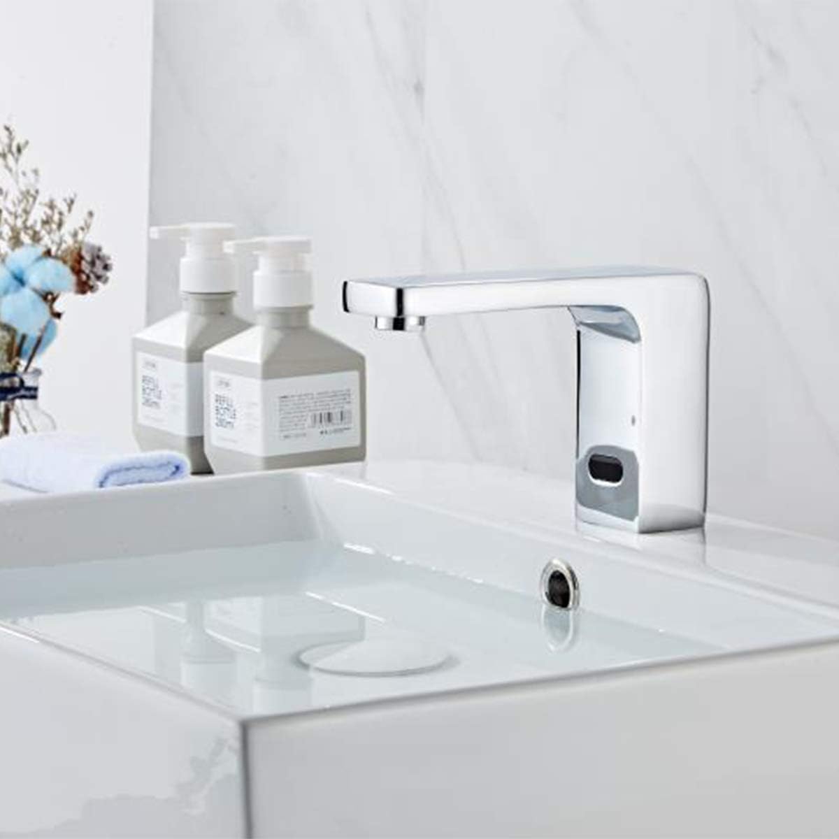 Electronic Automatic Sensor Touchless Bathroom Faucet Chrome Motion Activated Hands-Free Lavatory Vanity Basin Tap