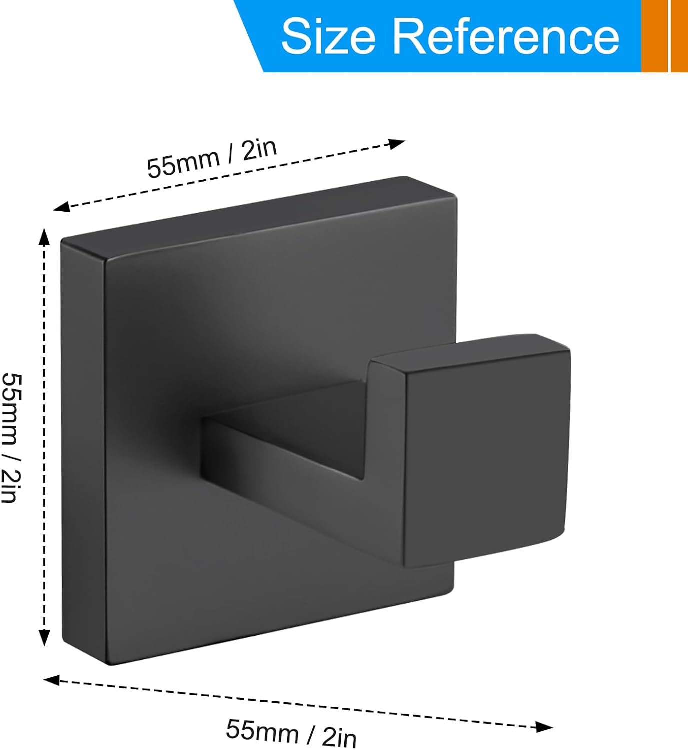 Towel Hooks Black, 2 Pieces Robe Coat and Clothes Hooks Hanger, Stainless Steel Heavy Duty Wall Hooks for Bathroom Kitchen Bedroom