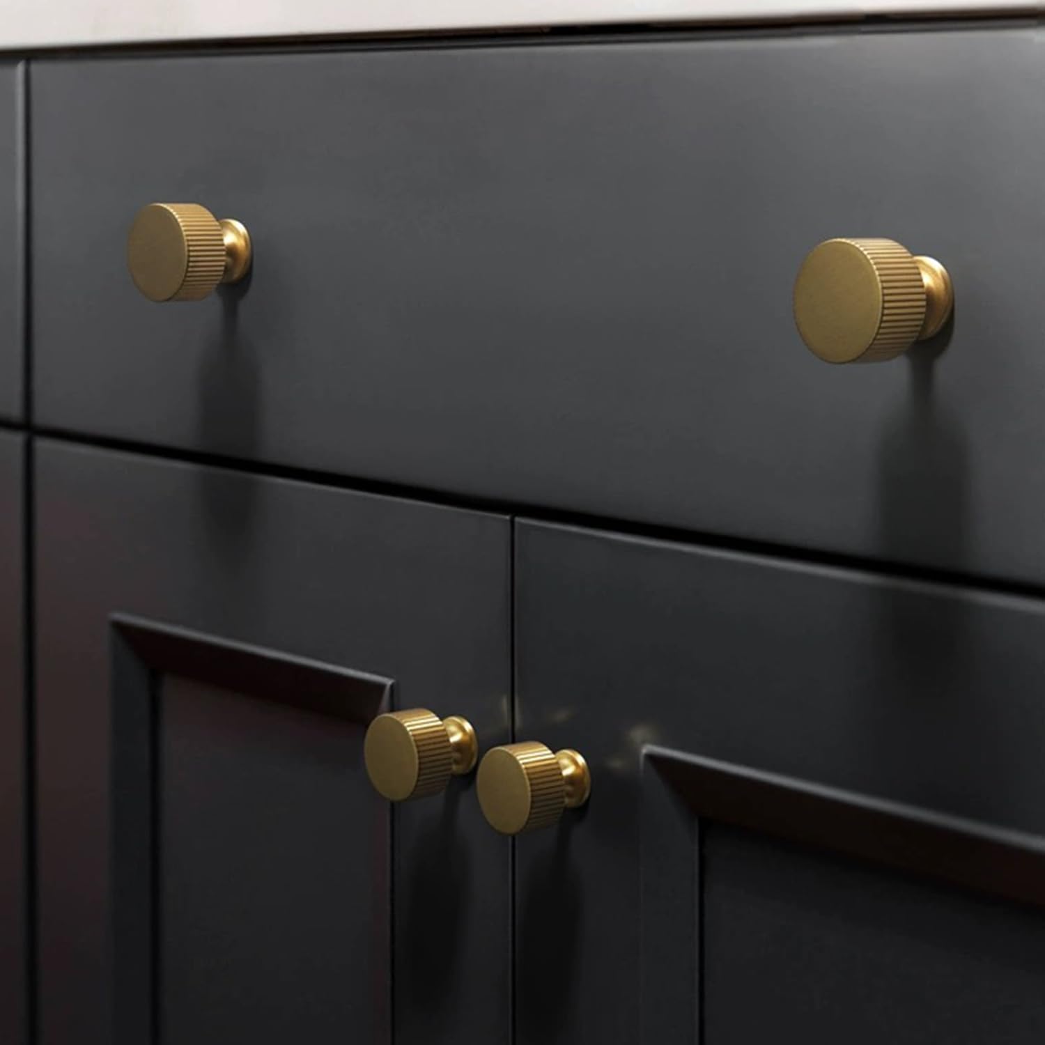 4pcs Solid Brass Cabinet Knobs Pulls Cabinet Drawer Dresser Gold Knobs Modern Handles Knobs(1"x1"/25mmx25mm),Brushed Brass Finish