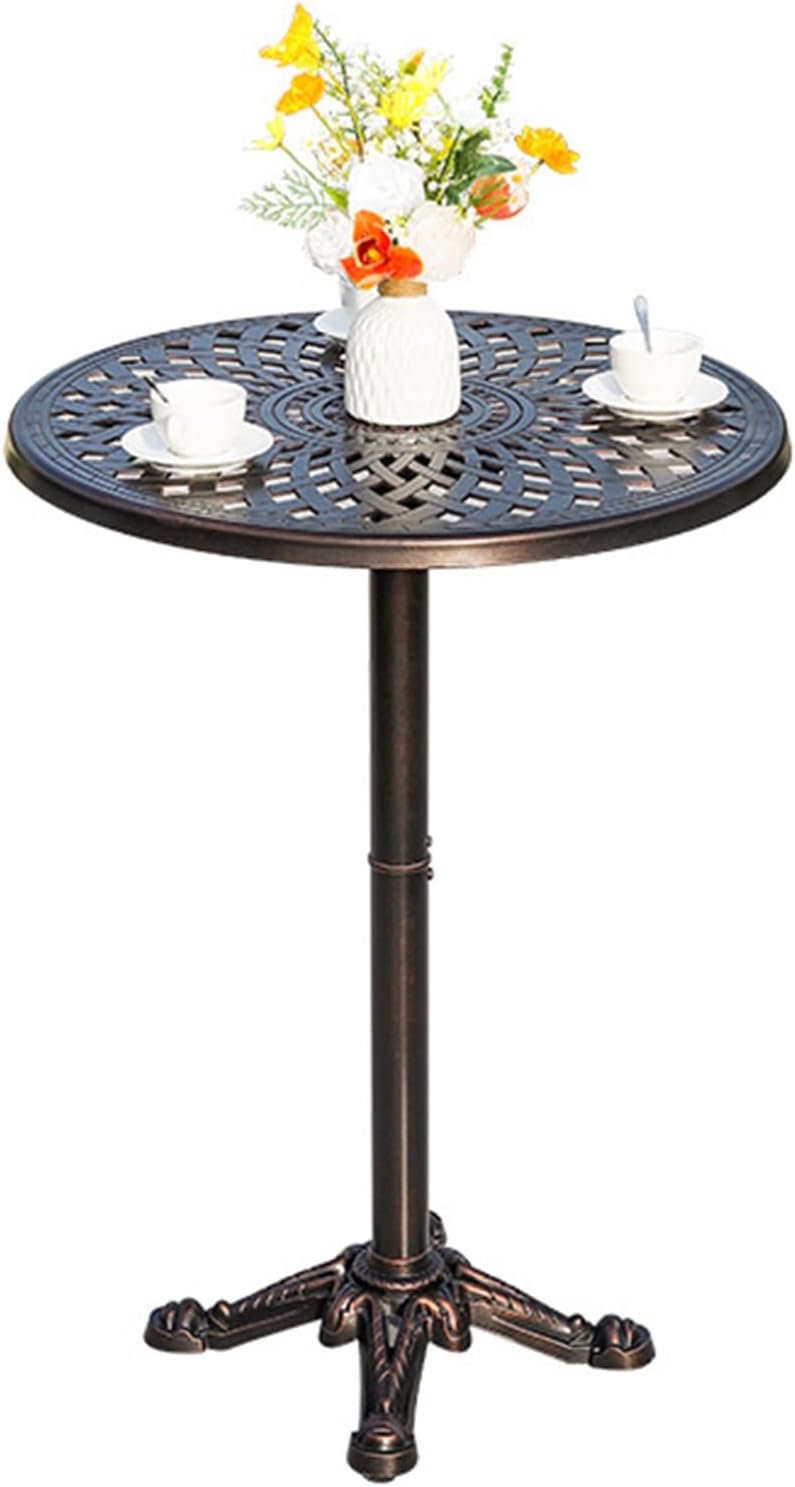 3/4-Piece Patio Bar Stools Set Cast Aluminum Outdoor Bar Height Bistro Set w/Cushion Bar Chairs & High Table w/Umbrella Hole