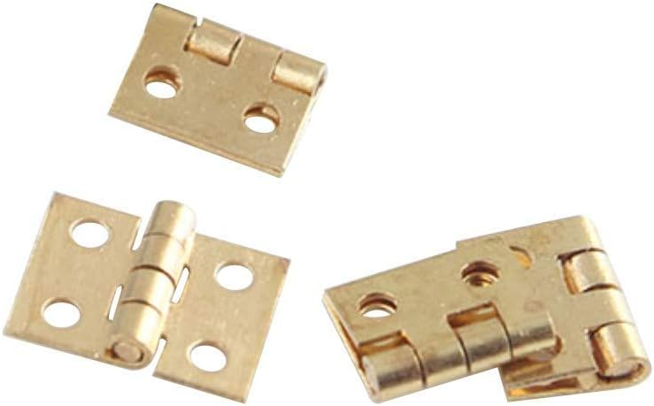 50 PCS Mini Brass Hinges Hardware 180 Degree Rotation for Dollhouse Miniature Furniture Cabinet Closet(DIY)