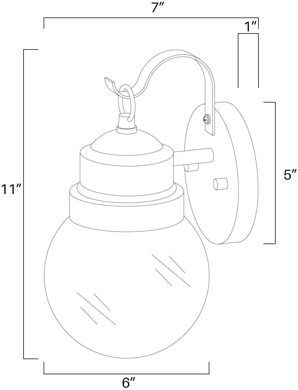 Exterior Globe Anti Rust Waterproof Wall Sconce with Seeded Glass, Modern Farmhouse Outdoor Porch Lights