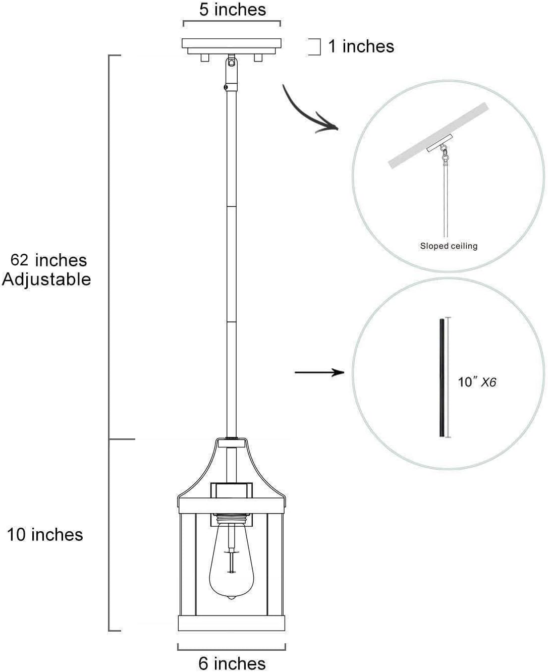 Pendant Lighting for Kitchen Island, Farmhouse Mini Chandelier in Faux Wood Metal with Bubbled Glass Shade