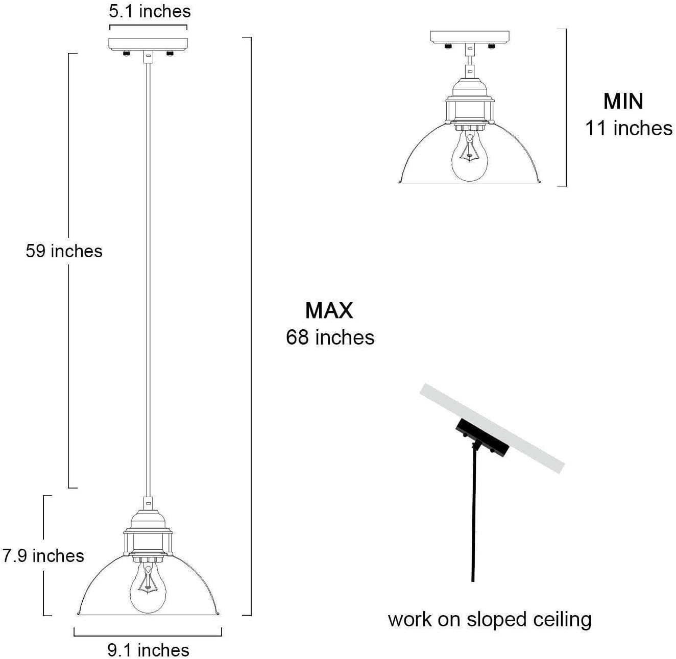 Pendant Lights Kitchen Island, Industrial Kitchen Pendant Lighting Over Island, Farmhouse Dome Hanging Pendant Light Fixtues