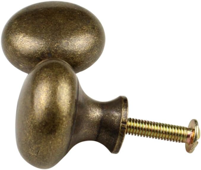 4 PCS 1.0'' x 0.9'' Antique Style Brass Simple and Elegant Pulls Solid Hardware Knobs for Furniture Cabinet Closet Drawer Box Door Handles(Antique Brass)