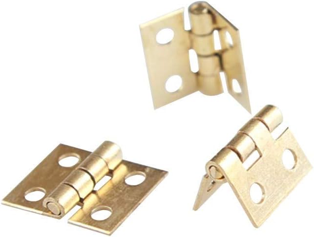 50 PCS Mini Brass Hinges Hardware 180 Degree Rotation for Dollhouse Miniature Furniture Cabinet Closet(DIY)